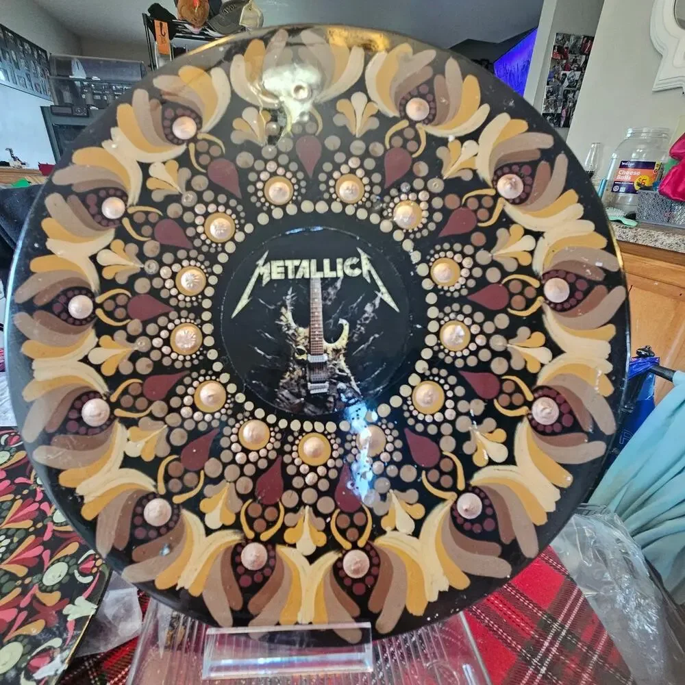 Metallica 10 Inch Album Wall Art Hand Painted Neutral Mandala Decor